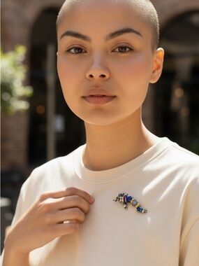 Multicolor Crystal jeweled caterpillar pin Brooch - Women's Jewelry